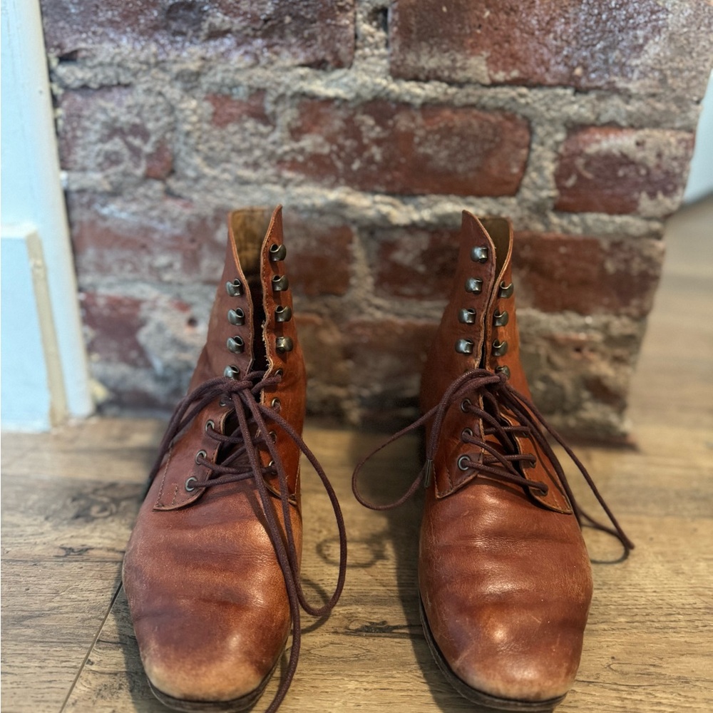 Christy Dawn walnut leather Leather Lace-Up Boots